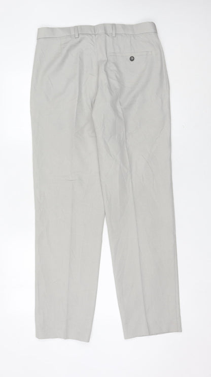 Marks and Spencer Men's Grey 32in Waist 31in Leg Regular Fit Dress Pants