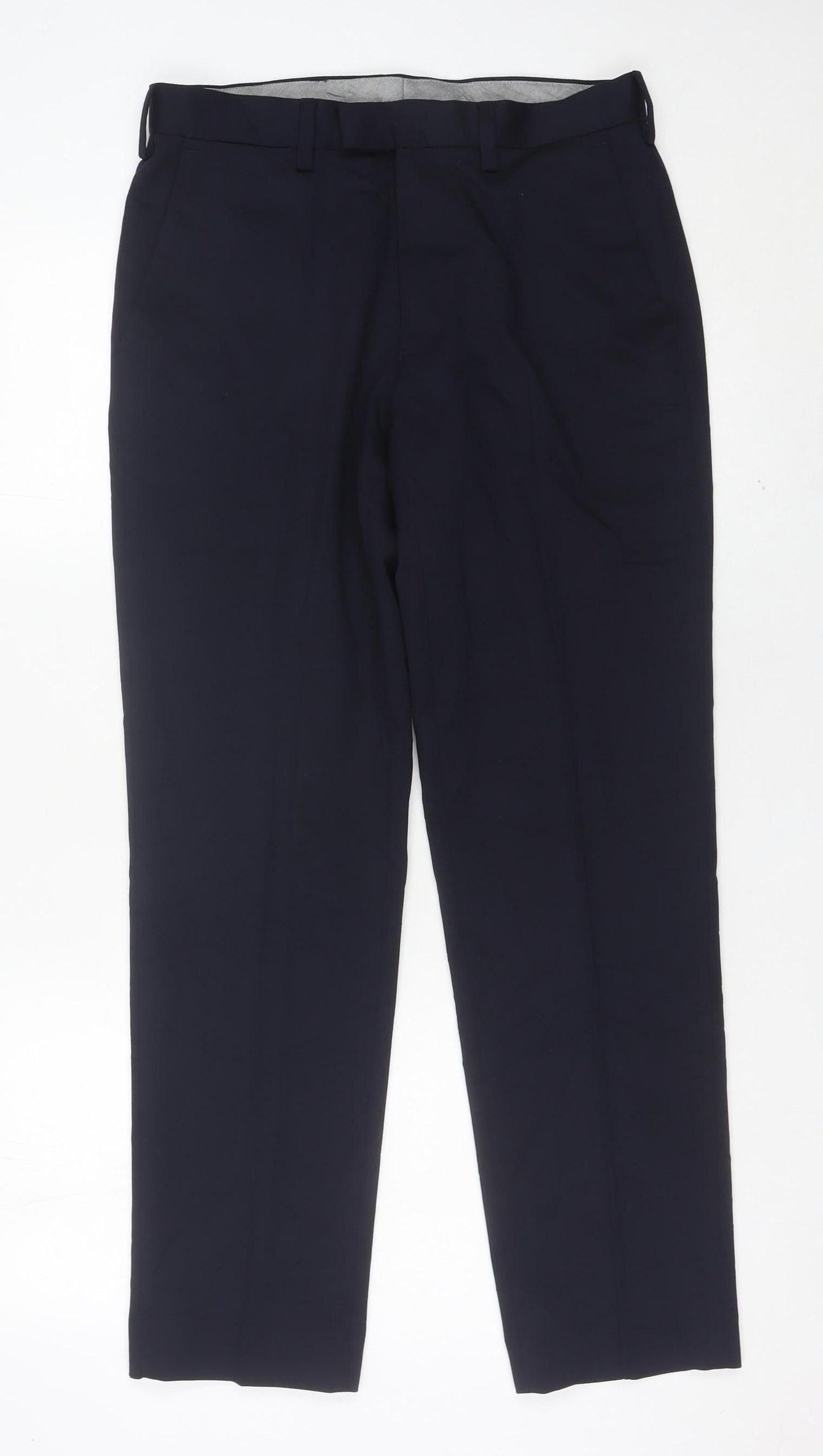 Marks and Spencer Men’s Blue Slim Wool Blend Dress Pants 30W 29L