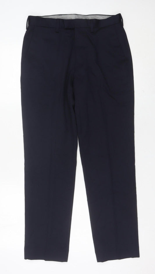 Marks and Spencer Men’s Blue Slim Wool Blend Dress Pants 30W 29L