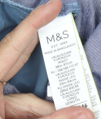 Marks and Spencer Men’s Blue Chino Trousers 38W 33L Straight Leg