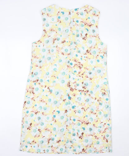 Marks and Spencer Womens Yellow Floral Shift Dress Size 14 Sleeveless