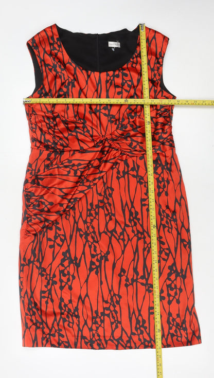 Minuet Petite Women’s Red Sheath Dress Size 16 Ruched Scoop Neck