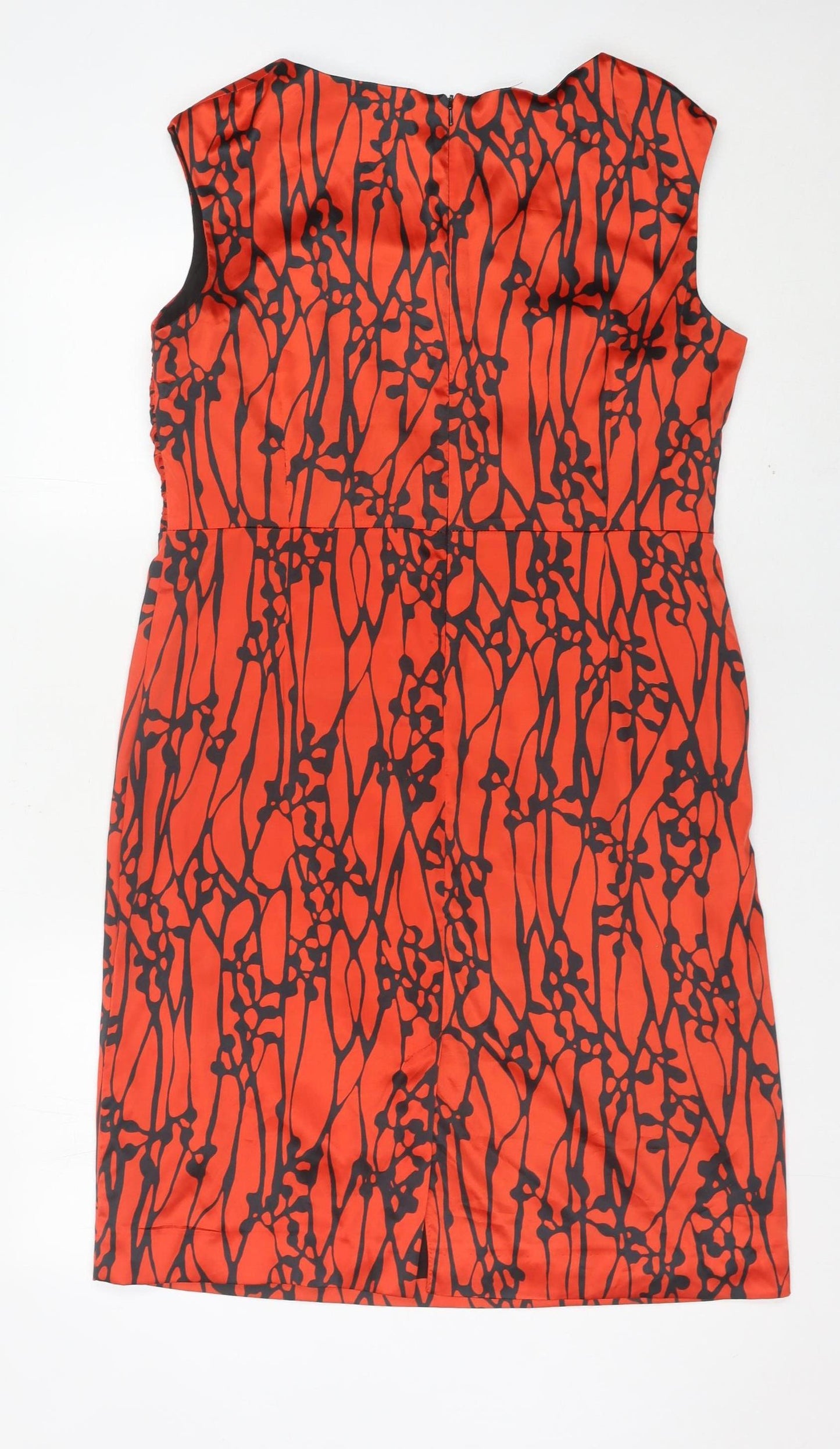 Minuet Petite Women’s Red Sheath Dress Size 16 Ruched Scoop Neck