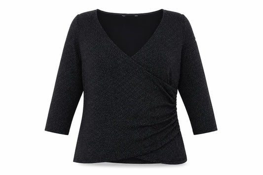 Womens UK Size L Jacques Vert Black Wrap Blouse
