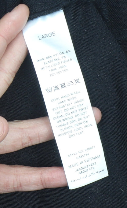 Jacques Vert Womens Black Wrap Blouse L 3/4 Sleeve V-Neck