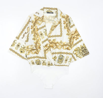 Quiz Women’s Multicoloured Baroque Collared Bodysuit Size 10