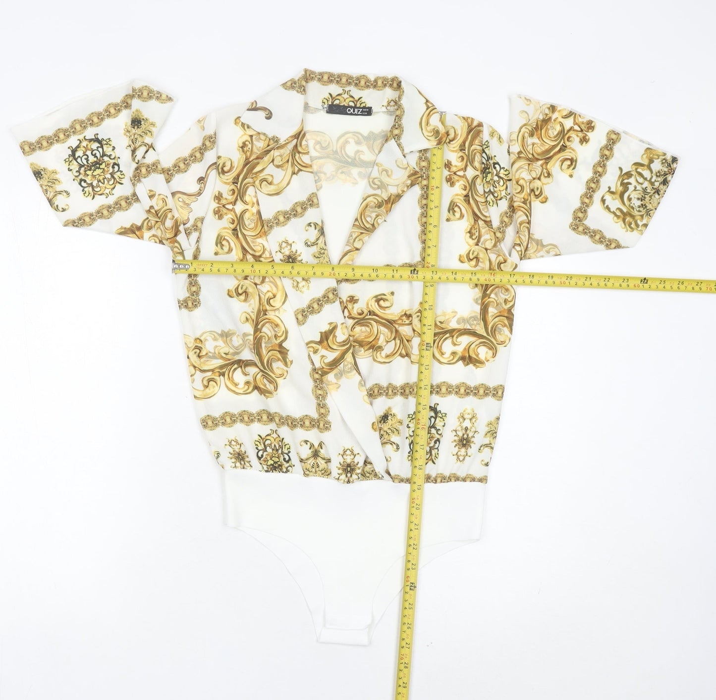 Quiz Women’s Multicoloured Baroque Collared Bodysuit Size 10