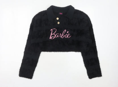 Underpass Women’s Black Barbie Fuzzy Henley Jumper Size M