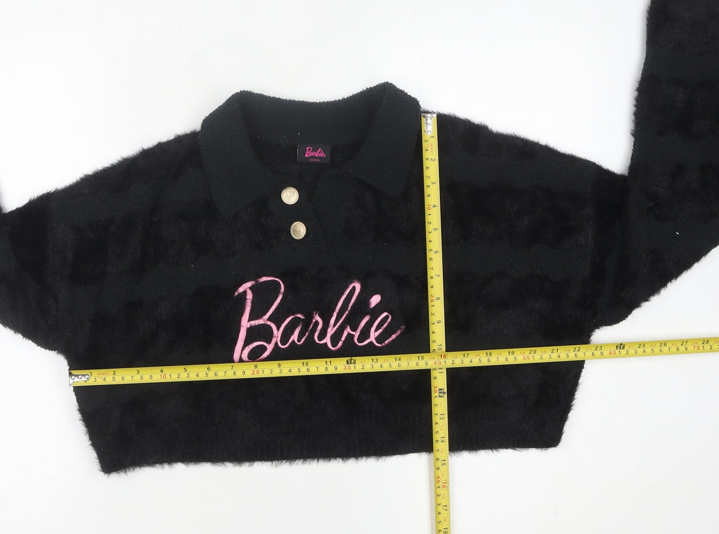 Underpass Women’s Black Barbie Fuzzy Henley Jumper Size M