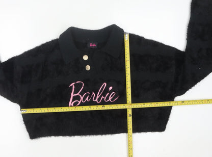 Underpass Women’s Black Barbie Fuzzy Henley Jumper Size M