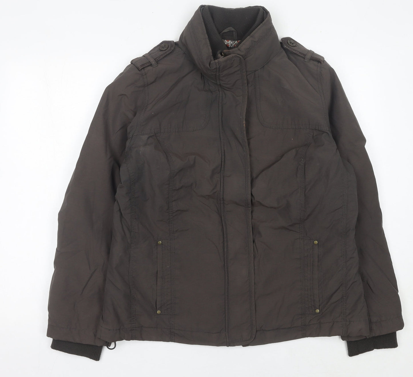 Mantarray Womens Brown Size 16 Military Jacket Zip Button Mid-Length