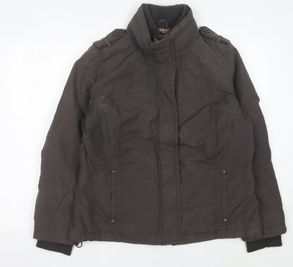 Mantarray Womens Brown Size 16 Military Jacket Zip Button Mid-Length