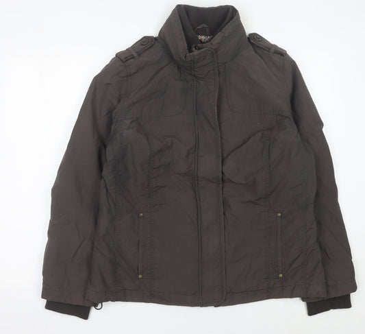 Mantarray Womens Brown Size 16 Military Jacket Zip Button Mid-Length