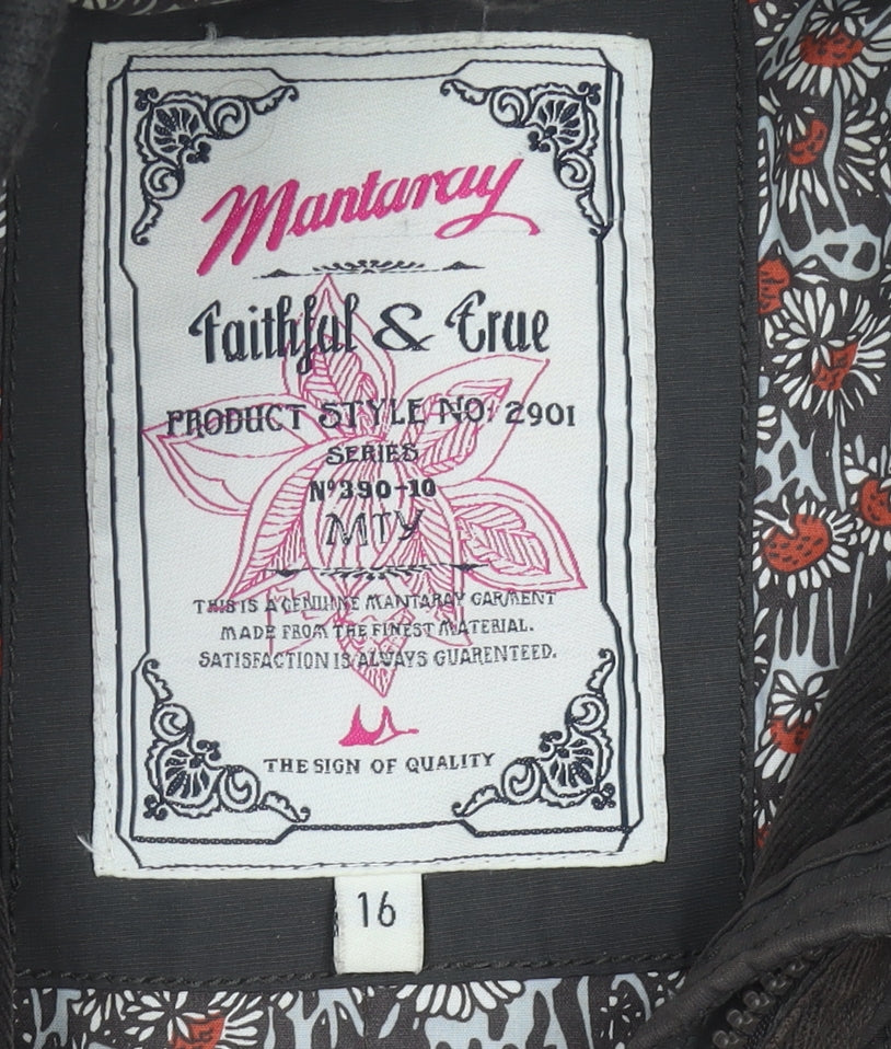 Mantarray Womens Brown Size 16 Military Jacket Zip Button Mid-Length