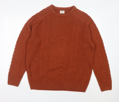 Matalan Men’s Brown Cable-Knit Wool Blend Jumper L
