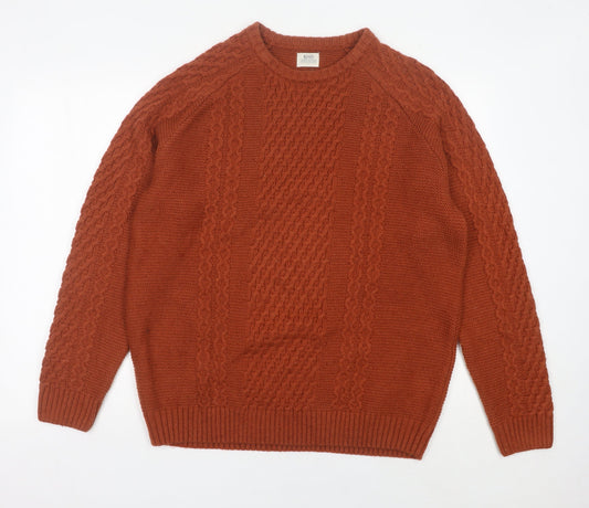 Matalan Men’s Brown Cable-Knit Wool Blend Jumper L