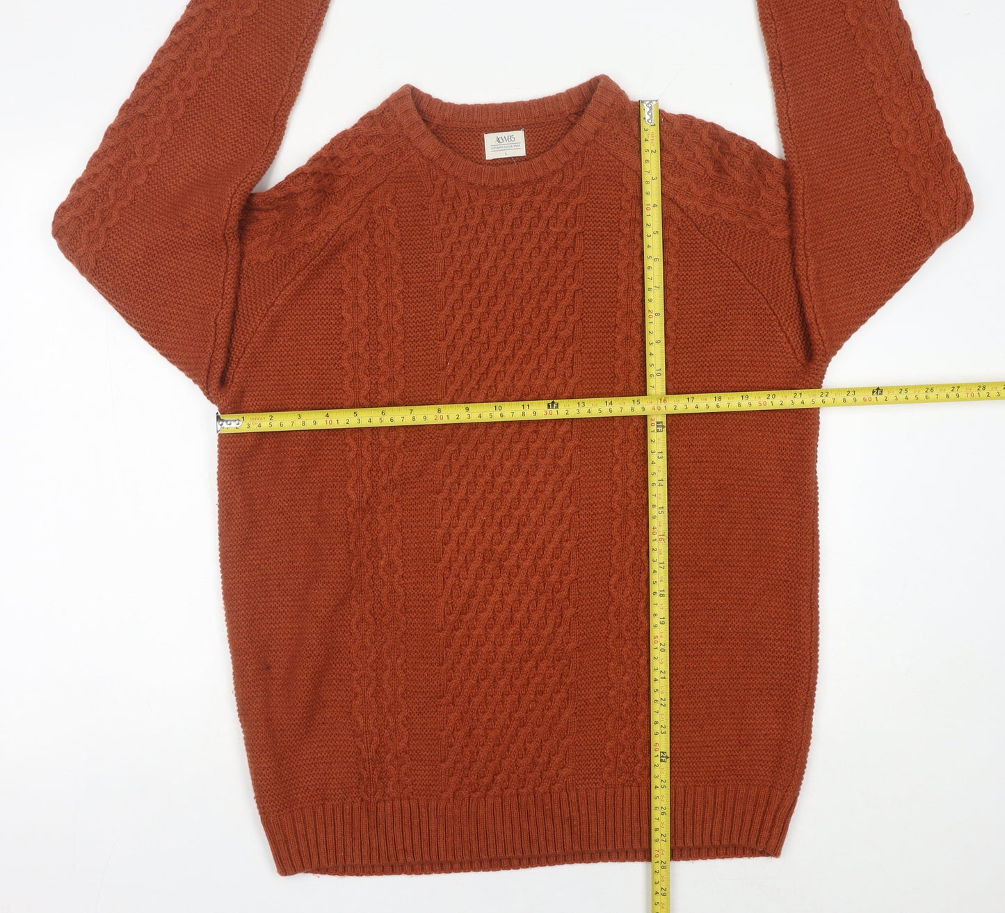 Matalan Men’s Brown Cable-Knit Wool Blend Jumper L