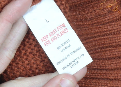 Matalan Men’s Brown Cable-Knit Wool Blend Jumper L