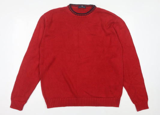 Marks and Spencer Mens Red Medium Crew Neck Cotton Jumper