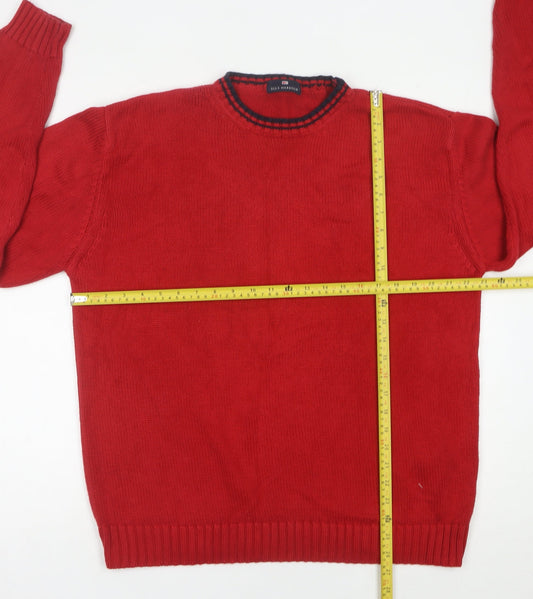 Marks and Spencer Mens Red Medium Crew Neck Cotton Jumper