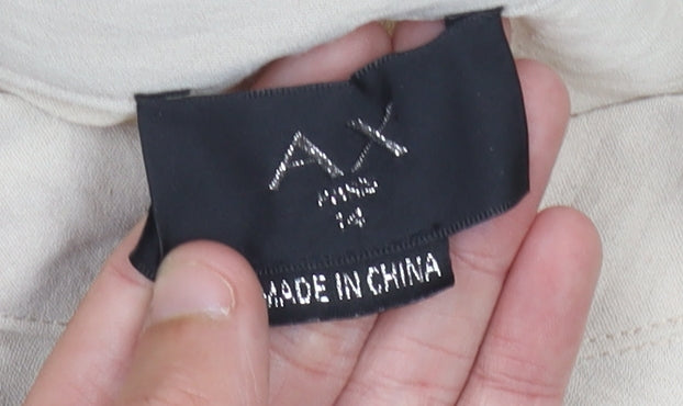 AX Paris Women Beige Size 14 Shirt Dress Puff Sleeve Knee Length