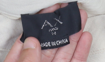 AX Paris Women Beige Size 14 Shirt Dress Puff Sleeve Knee Length