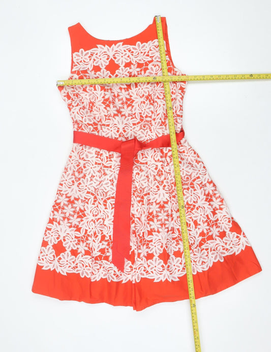 Debenhams Women’s Red Floral Lace Fit & Flare Dress Size 12