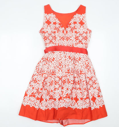 Debenhams Women’s Red Floral Lace Fit & Flare Dress Size 12