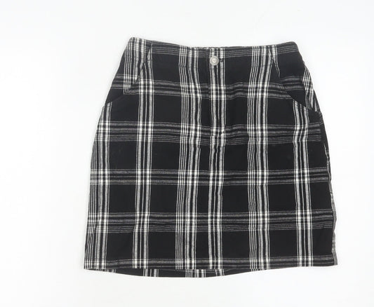 Hollister Womens Black Plaid XS Straight Skirt Casual Preppy