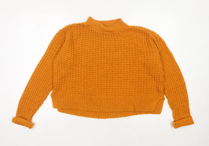 Boohoo Women’s Orange Mock Neck Chunky Knit Jumper Size 14