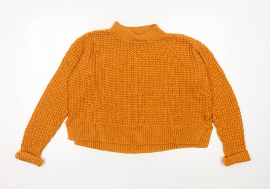 Boohoo Women’s Orange Mock Neck Chunky Knit Jumper Size 14