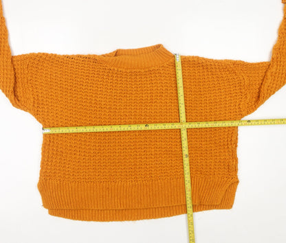 Boohoo Women’s Orange Mock Neck Chunky Knit Jumper Size 14