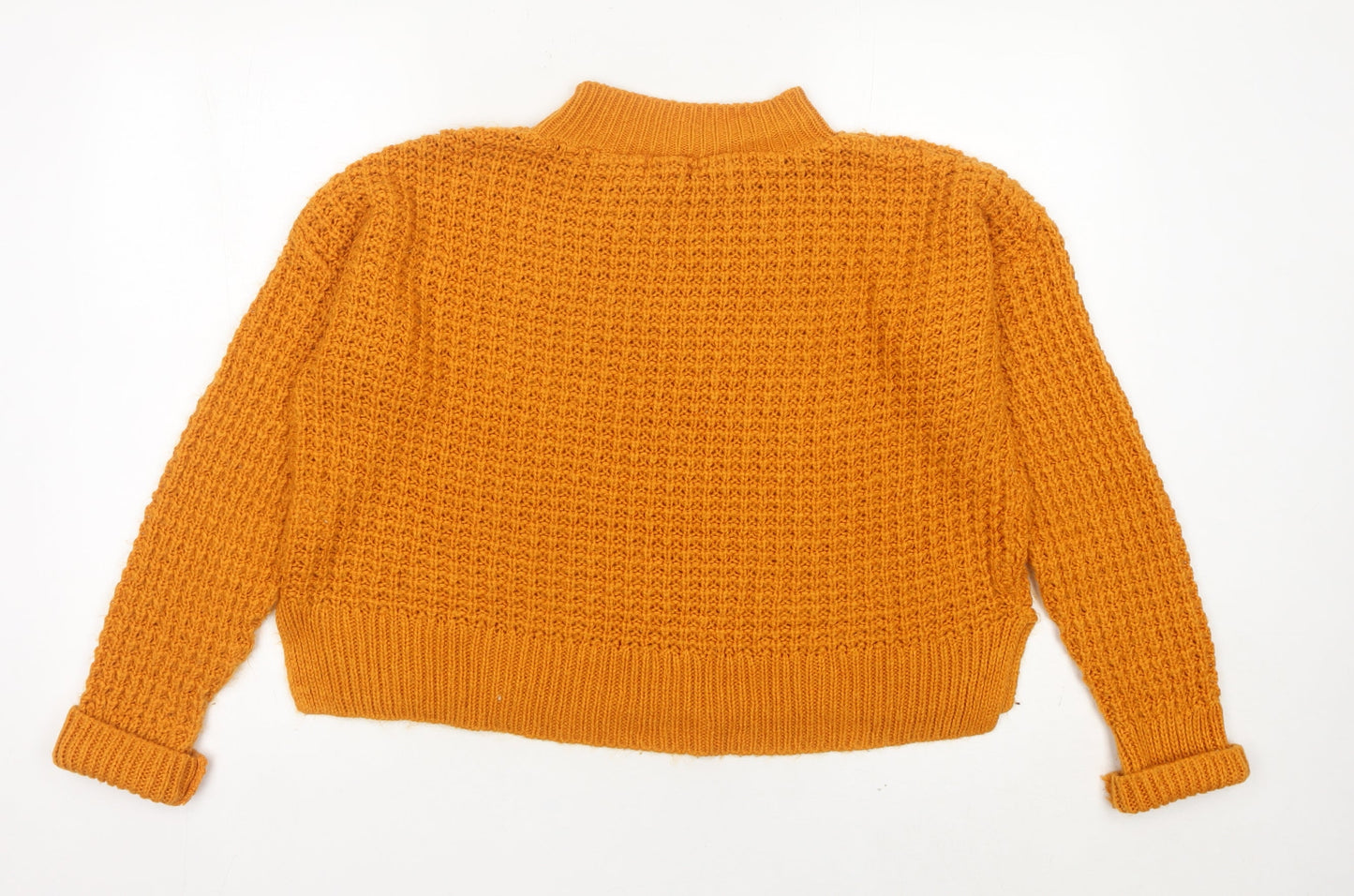 Boohoo Women’s Orange Mock Neck Chunky Knit Jumper Size 14
