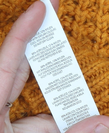 Boohoo Women’s Orange Mock Neck Chunky Knit Jumper Size 14