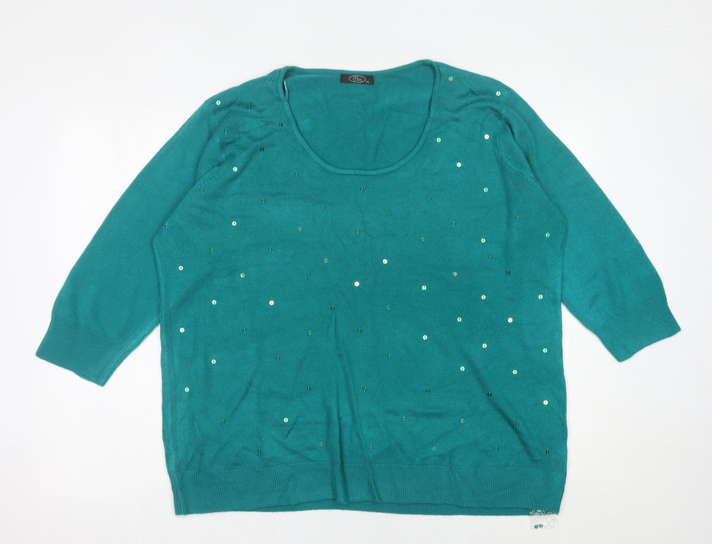 Womens UK Size XL BM Green Pullover Jumper