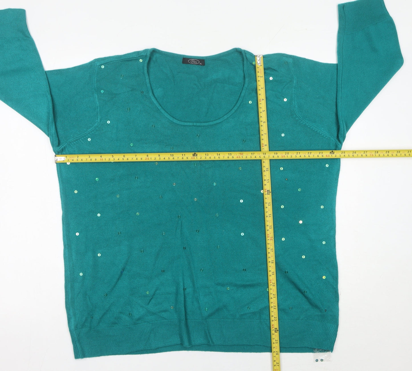 Womens UK Size XL BM Green Pullover Jumper