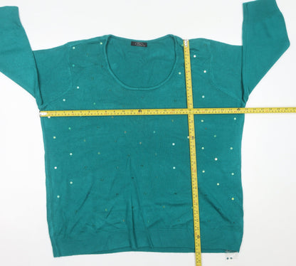 Womens UK Size XL BM Green Pullover Jumper