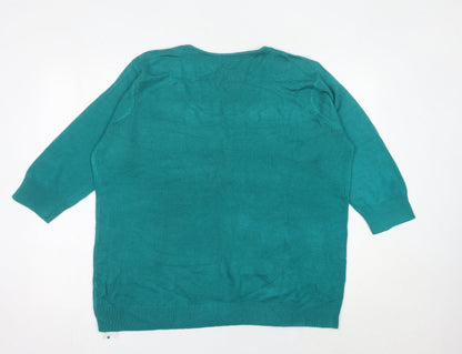 Womens UK Size XL BM Green Pullover Jumper