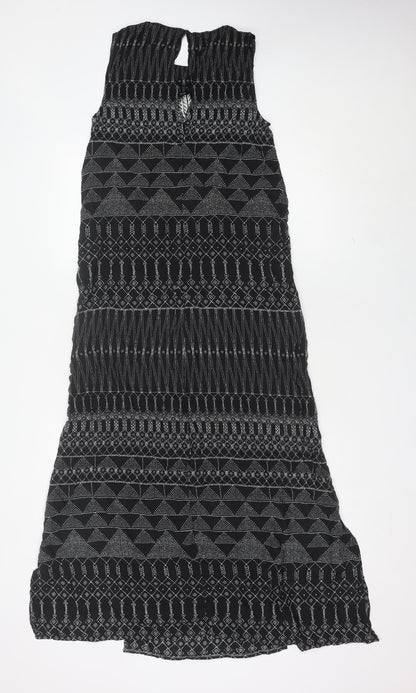 H&M Women’s Black Geometric Embroidered Shift Dress Size 8