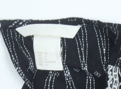 H&M Women’s Black Geometric Embroidered Shift Dress Size 8