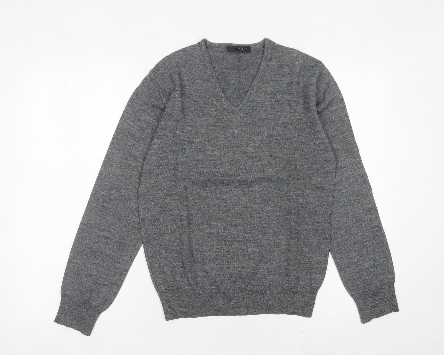 IZAC Women’s Grey V-Neck Merino Wool Blend Jumper Size S