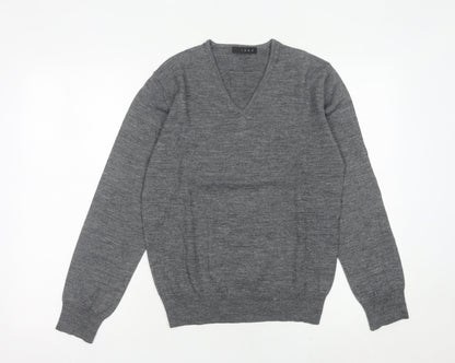 IZAC Women’s Grey V-Neck Merino Wool Blend Jumper Size S