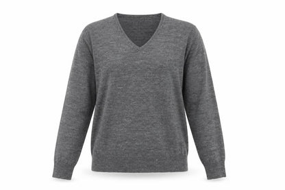 IZAC Women’s Grey V-Neck Merino Wool Blend Jumper Size S