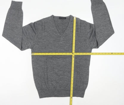 IZAC Women’s Grey V-Neck Merino Wool Blend Jumper Size S