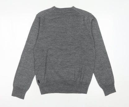 IZAC Women’s Grey V-Neck Merino Wool Blend Jumper Size S