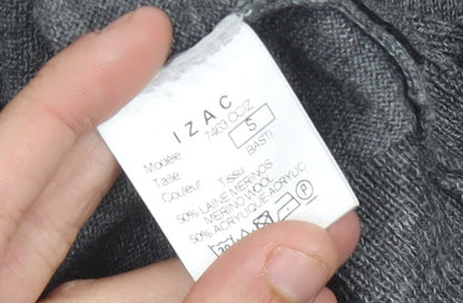 IZAC Women’s Grey V-Neck Merino Wool Blend Jumper Size S