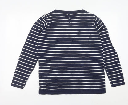 Country Rose Womens Blue Striped Embroidered Pullover Jumper M