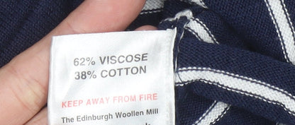 Country Rose Womens Blue Striped Embroidered Pullover Jumper M