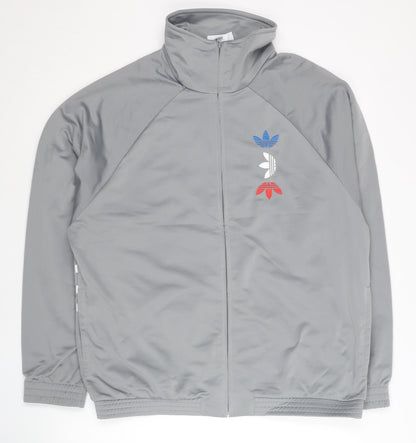 Adidas Mens Grey Track Jacket Size M Full Zip Sports Activewear