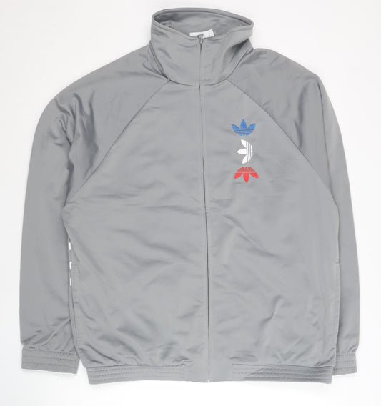 Adidas Mens Grey Track Jacket Size M Full Zip Sports Activewear